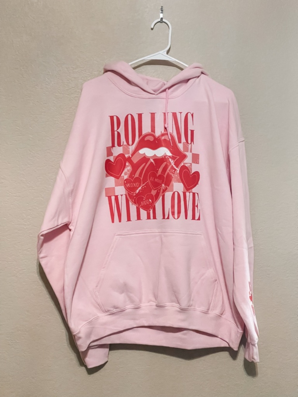 Rolling With Love Pink Graphic Hoodie